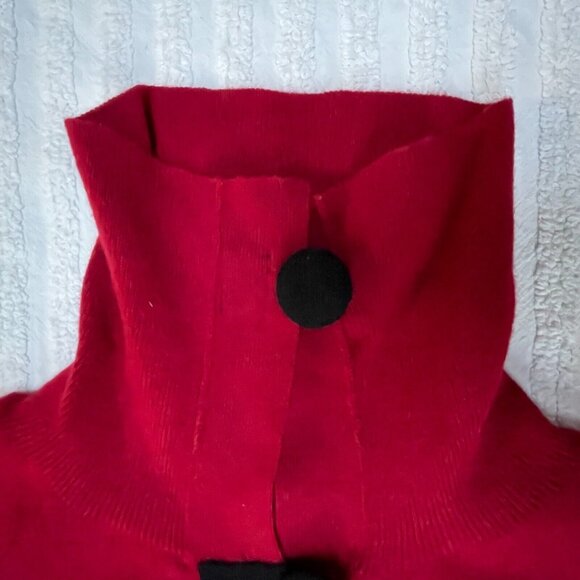 El Daws Womens Pure Cashmere Sweater Small Long Sleeve Button High Collar Red - Picture 5 of 9